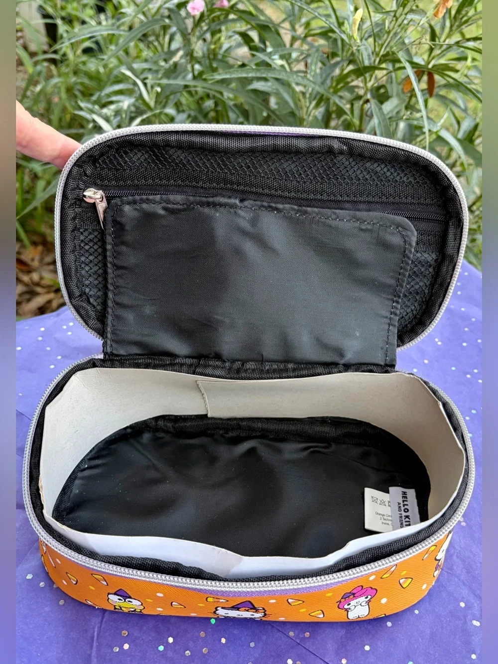 NWT HALLOWEEN BUNDLE Orange Hello Kitty Makeup/Pencil Case #12 Items Total